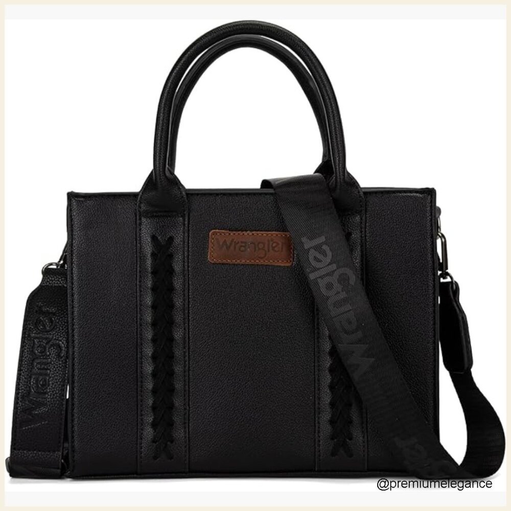 Vegan Leather Tote with Adjustable Strap, Whipstitch Design, Zipper Closure